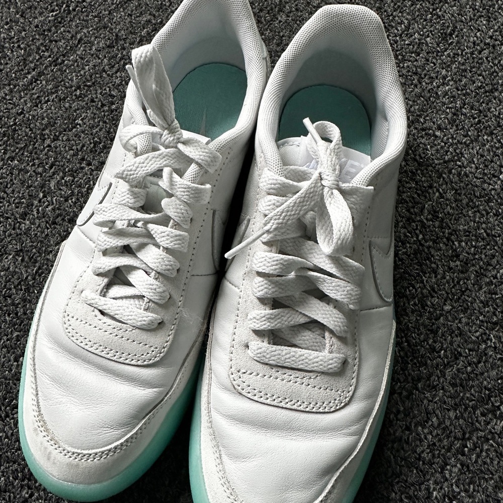 Nike White and Teal Women's Sneakers